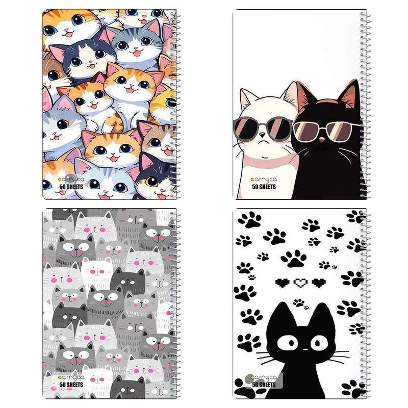 دفتر نقاشي 50 برگ کارنيکا طرح گربه Cat کد 91349 مجموعه 4 عددی