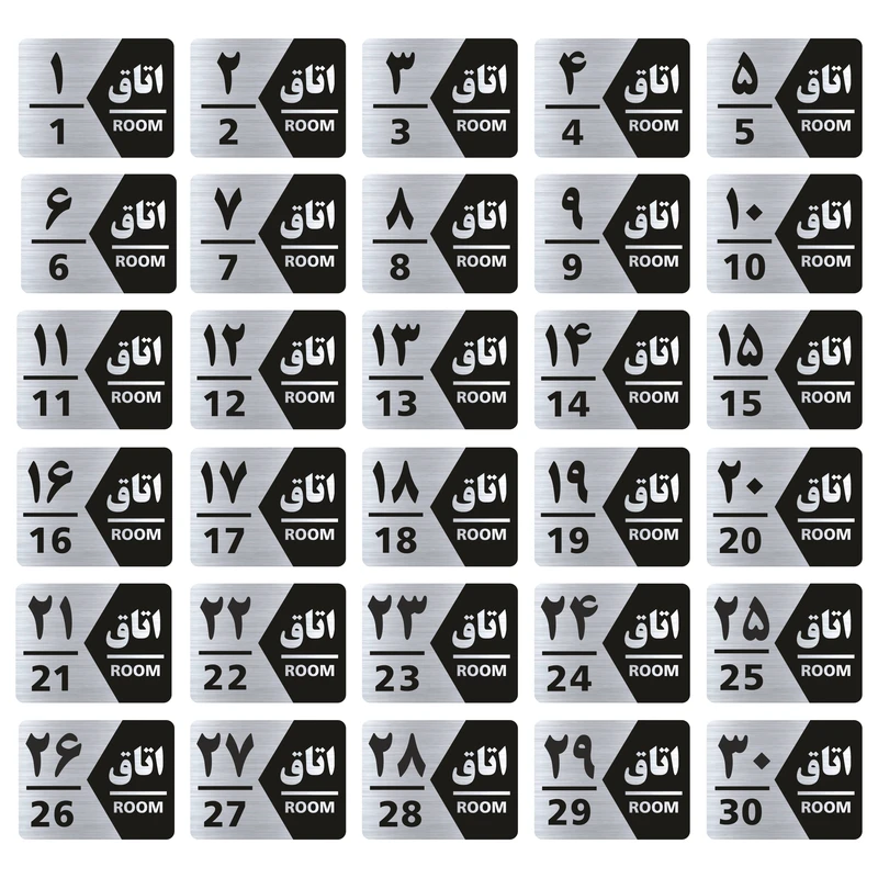تابلو راهنما طرح شماره اتاق مدل GNS430 مجموعه 30 عددی