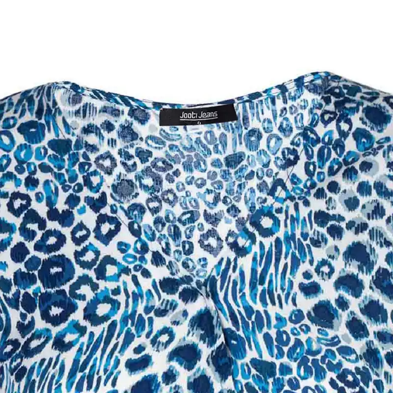 بلوز آستین کوتاه زنانه جوتی جینز مدل یقه هفت کد 202921 رنگ آبی