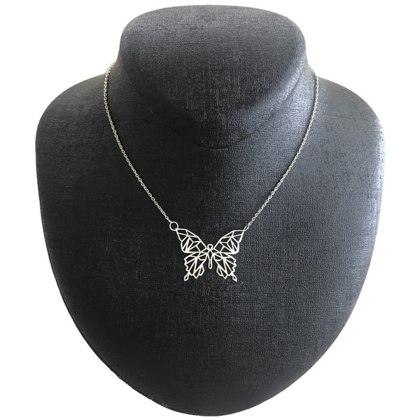 گردنبند نقره زنانه مدل پروانه اوریگامی کد G-79