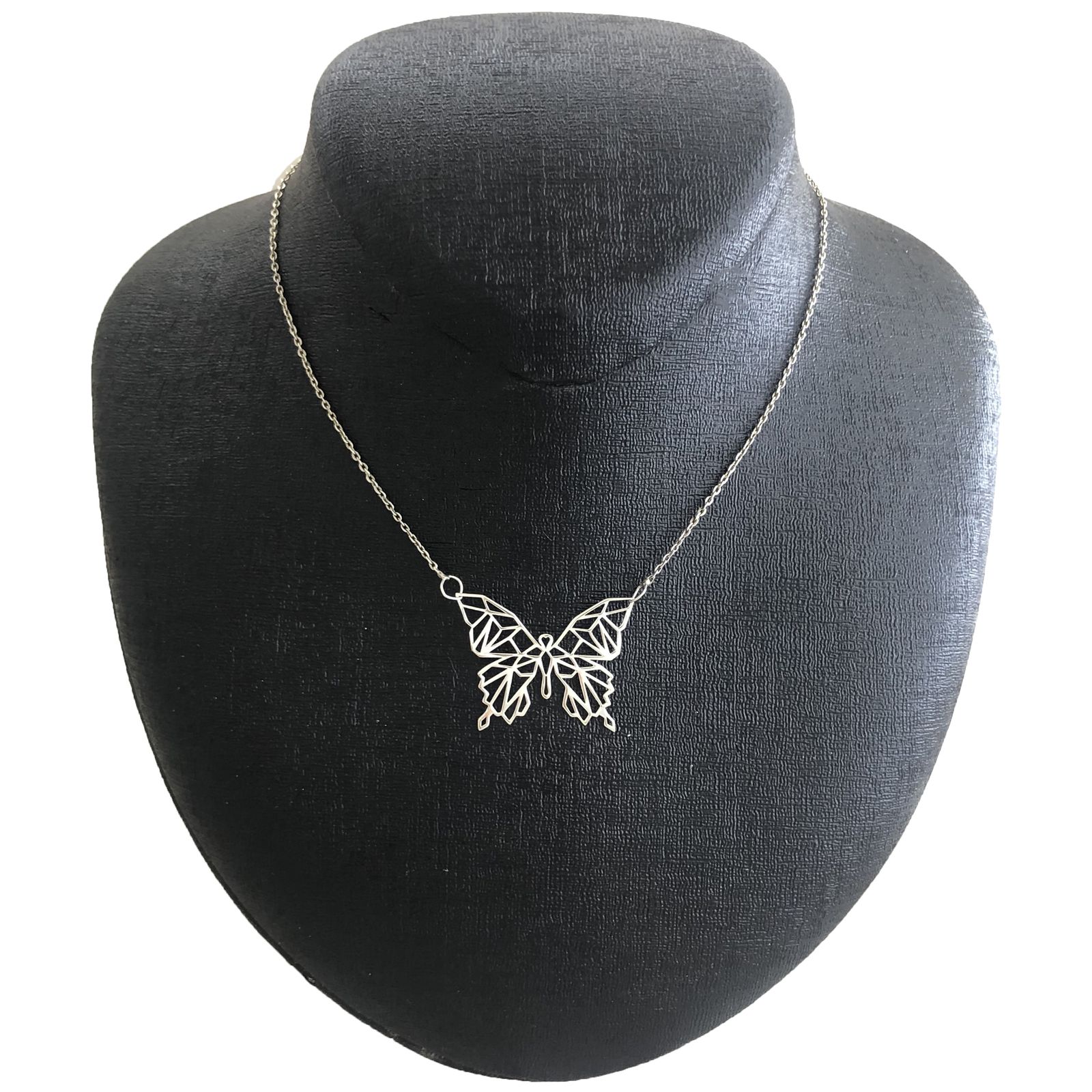 گردنبند نقره زنانه مدل پروانه اوریگامی کد G-79 -  - 1