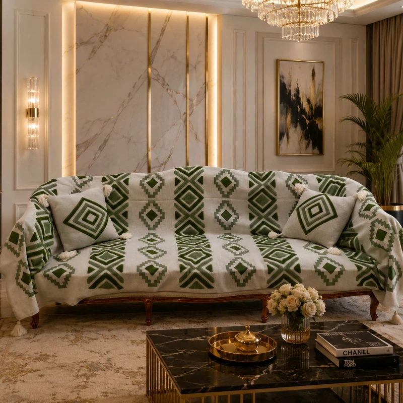 شال مبل و تخت مدل پانچدوزی سایز 300×145 سانتی متر