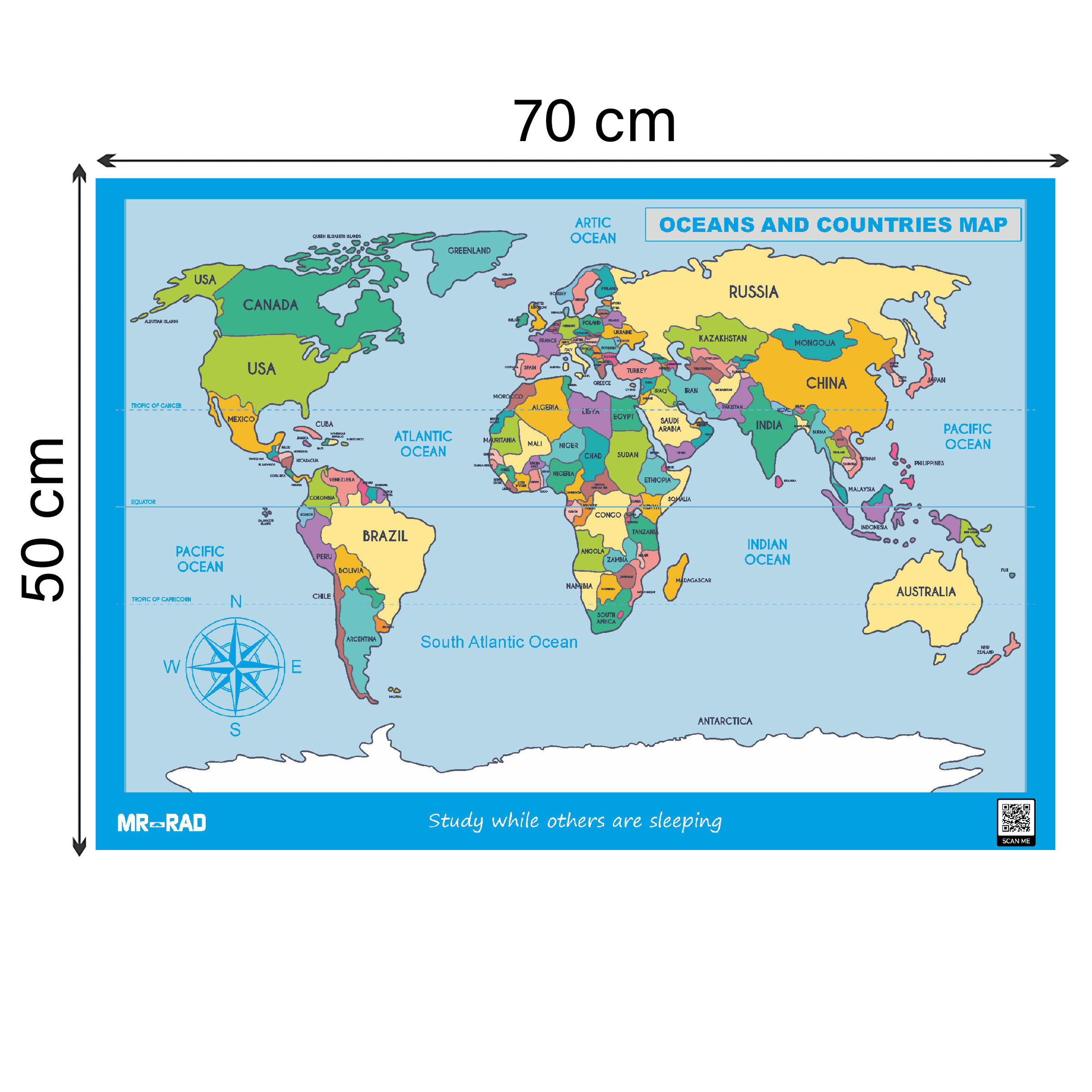 پوستر آموزشی مستر راد طرح اقیانوس ها و کشورها مدل m7050