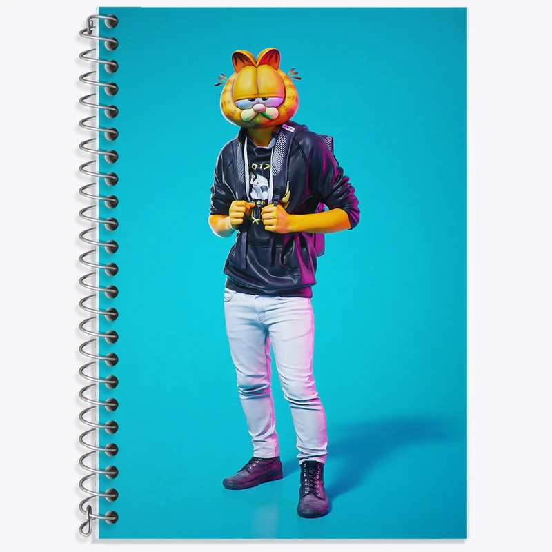 دفتر زبان 50 برگ خندالو مدل دو خط طرح گارفیلد (Garfield) کد F178