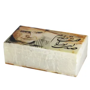 جعبه سنگ مرمر اثر بابائی طرح پرتره استاد شجریان سایز 18 × 10 سانتی متر