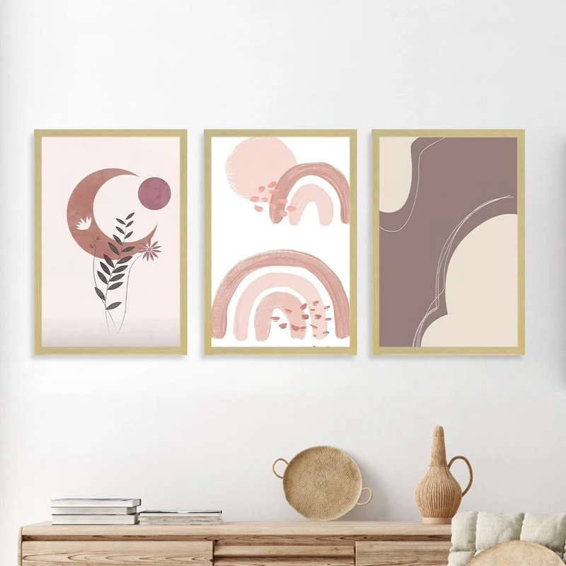 تابلو بکلیت طرح نقاشی ماه مدل شاین اکلیلی BE-1102 مجموعه 3 عددی