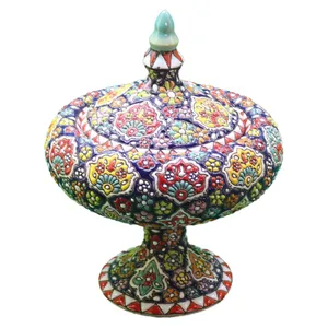 شکلات خوری سفالی میناکاری آبی عمیق مدل عدسی کد 105