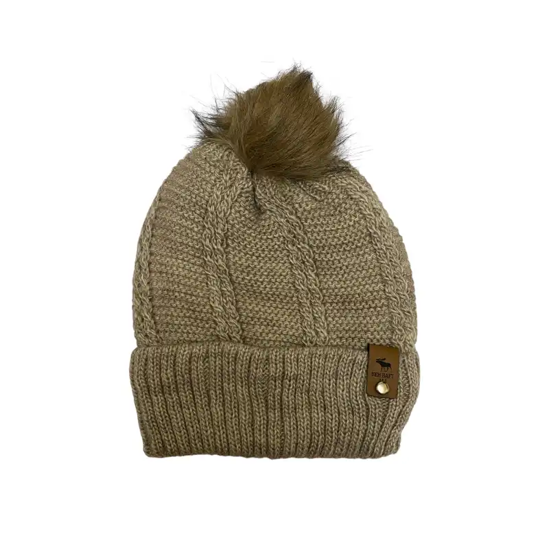 ست کلاه و شال گردن بافتنی بچگانه مدل داخل خز رنگ نسکافه ای