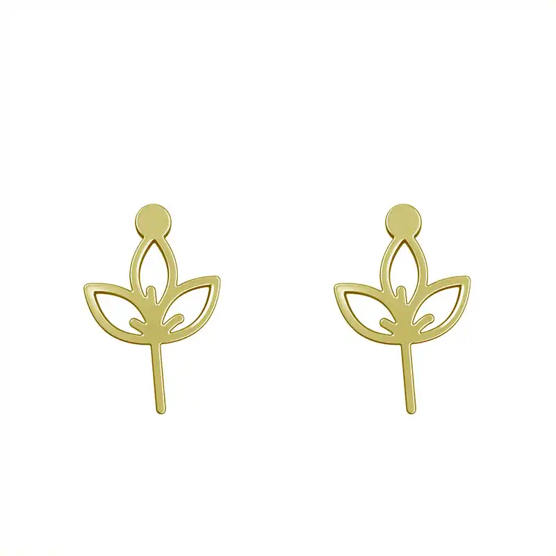 گوشواره طلا 18 عیار زنانه مدوپد مدل برگ کد GA1-16012