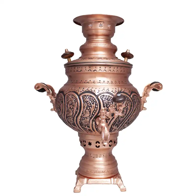 ست 5 تکه سماور ذغالی قلمزنی مدل گل مرغ کد M100