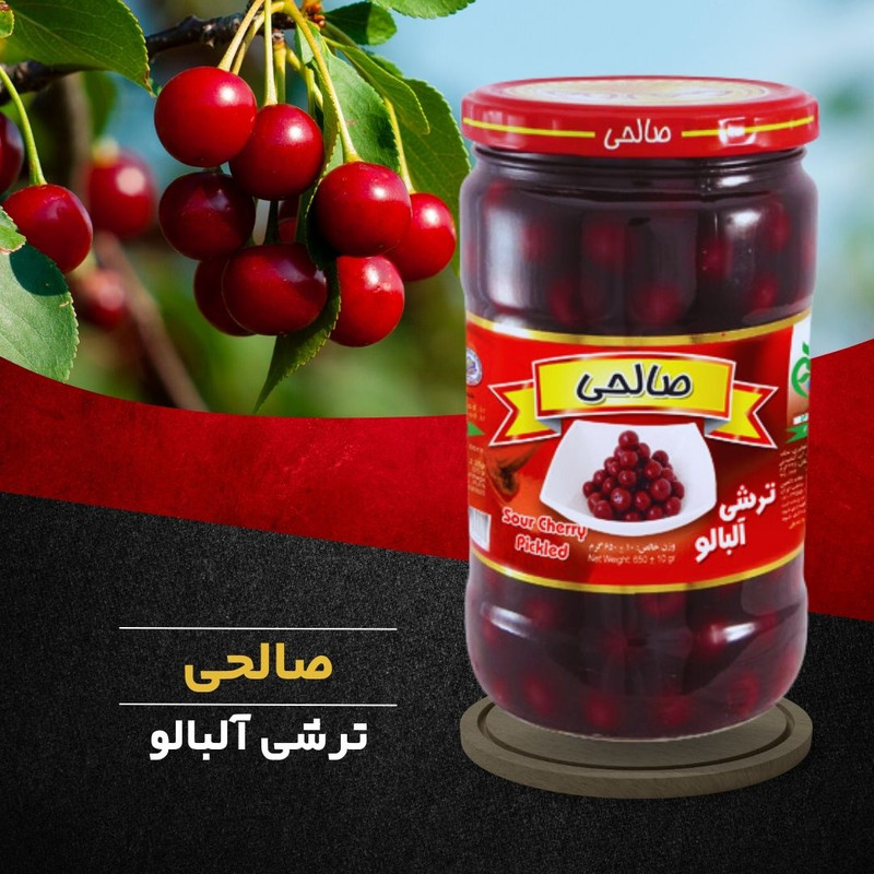 ترشی آلبالو ممتاز پاستوریزه صالحی - 650 گرم مجموعه 4 عددی