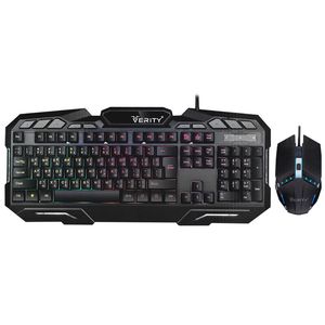 کیبورد و ماوس گیمینگ وریتی مدل V-KB6126GCW، سوییچ ممبران، Full-Size، نورپردازی LED RGB