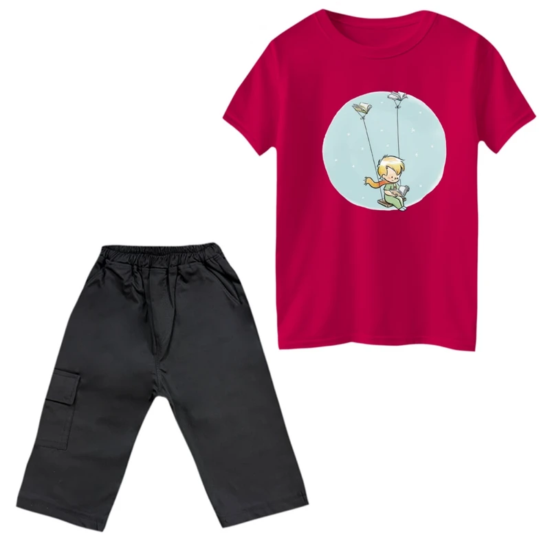 ست تی‌شرت و شلوارک پسرانه مدل شازده کوچولو و تاب