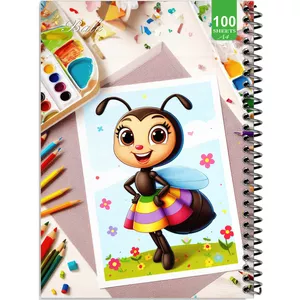 دفتر نقاشی 100 برگ بله طرح فانتزی زنبور هنرمند کد A4-N160