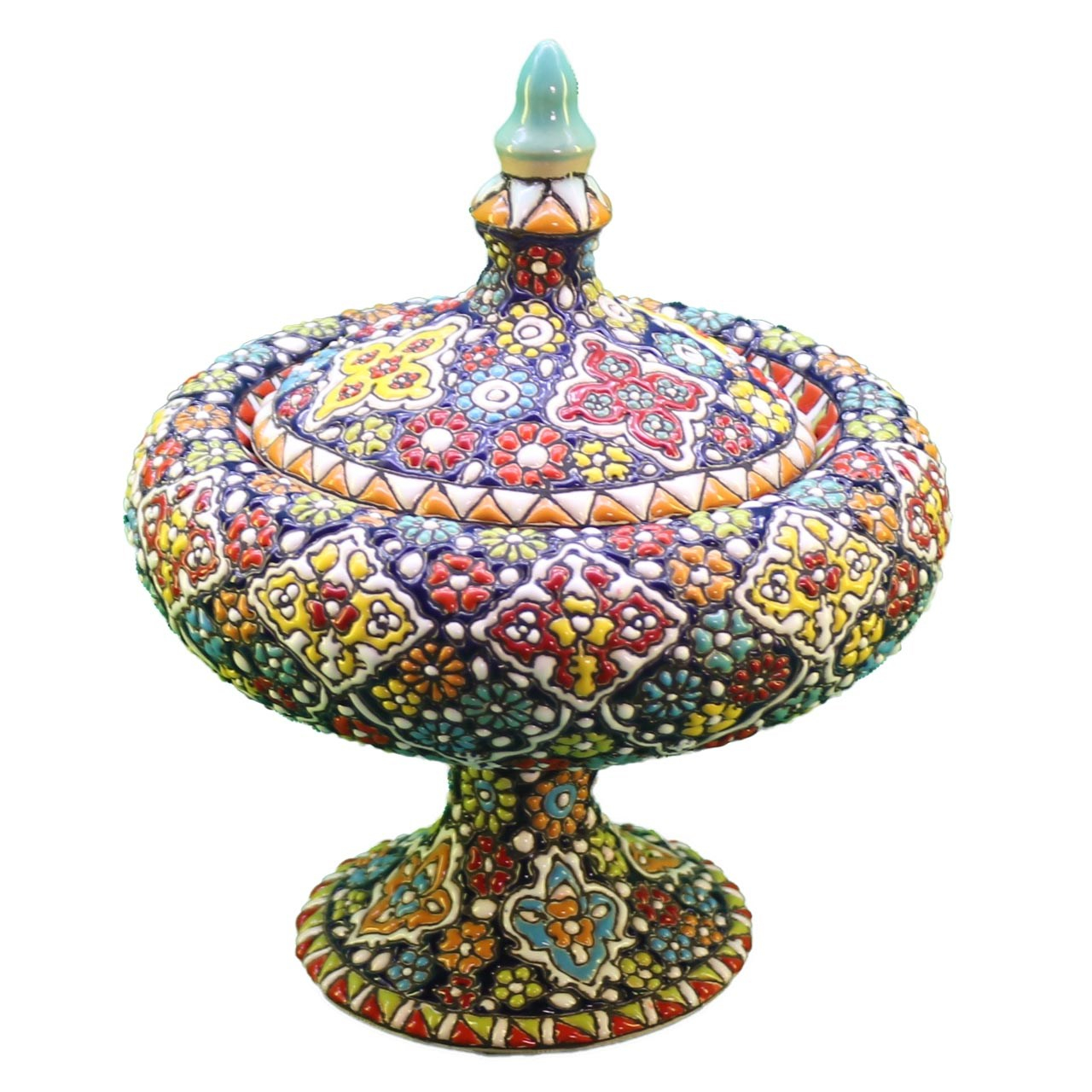 شکلات خوری سفالی میناکاری آبی عمیق مدل عدسی کد 101