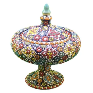 شکلات خوری سفالی میناکاری آبی عمیق مدل عدسی کد 101