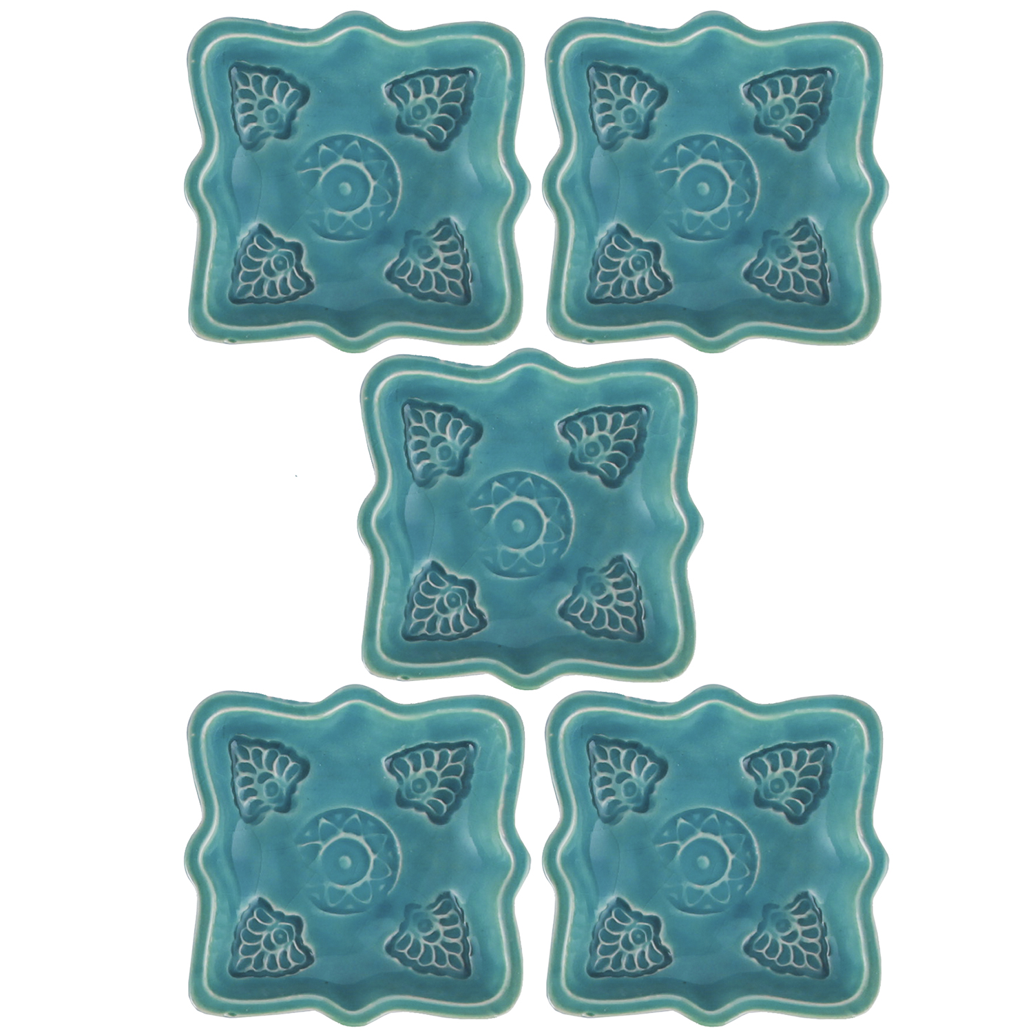 ظروف سرامیکی طرح گلبهار کد 86136 مجموعه پنج عددی