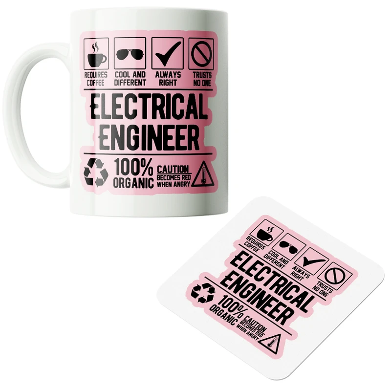 ماگ پاد آفرین مدل مهندس برق الکترونیک کد PZ018 به همراه زیرلیوانی