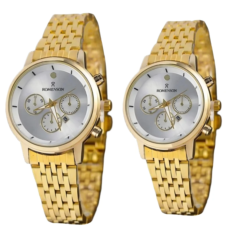 ست ساعت مچی عقربه ای زنانه و مردانه مدل تک موتوره تقویم دار