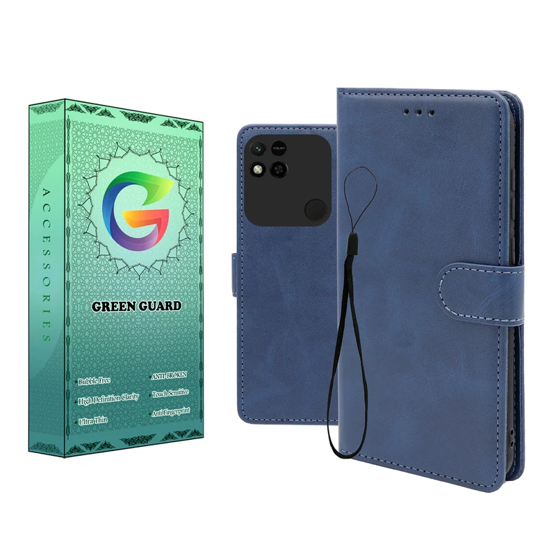 کیف کلاسوری گرین گارد طرح چرمی مدل Landing کد 03 مناسب برای گوشی موبایل شیائومی Redmi 10A / 9C به همراه بند آویز