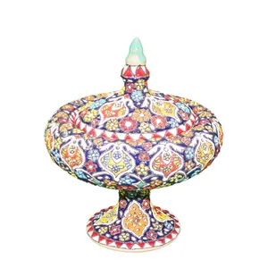 شکلات خوری سفالی میناکاری آبی عمیق مدل عدسی کد 102