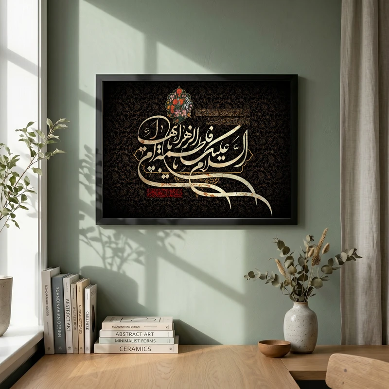 تابلو طرح یا حضرت فاطمه (س) مدل G15567 فریم مشکی