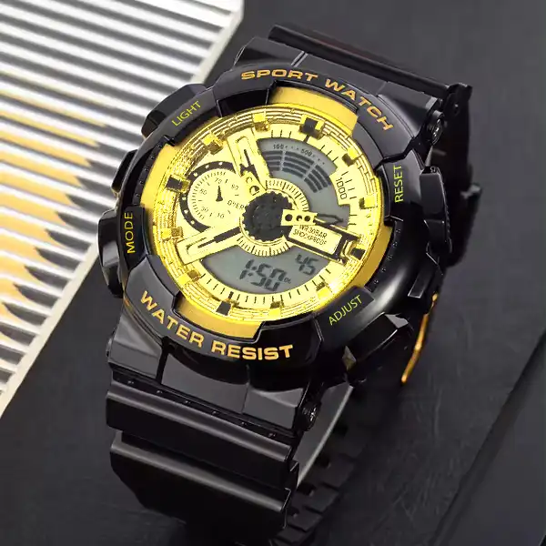 ساعت مچی دیجیتال مدل دو زمانه پمپی کد 2024