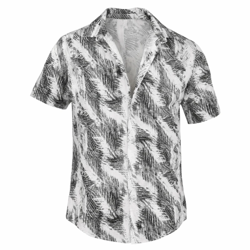 پیراهن آستین کوتاه یقه برگردان مردانه مدل برگ