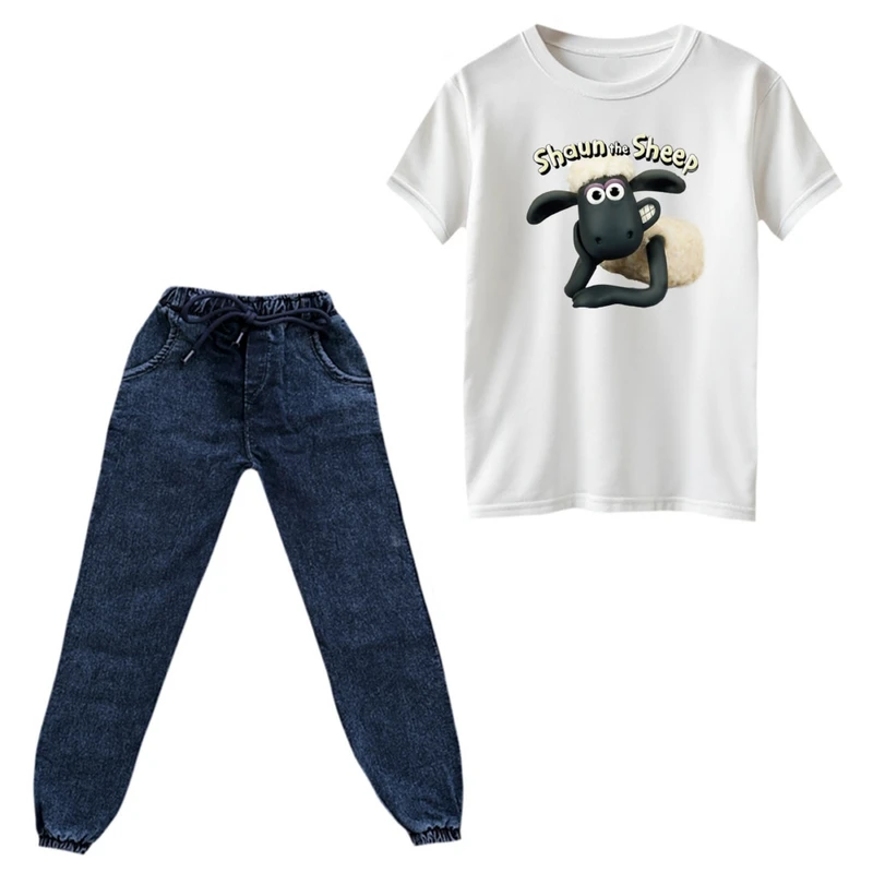 ست تی‌شرت و شلوار پسرانه مدل گوسفند ناقلا