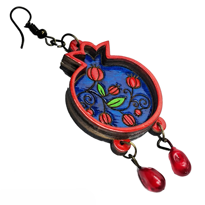 گوشواره دخترانه مدل یلدایی طرح انار کد b.11.51