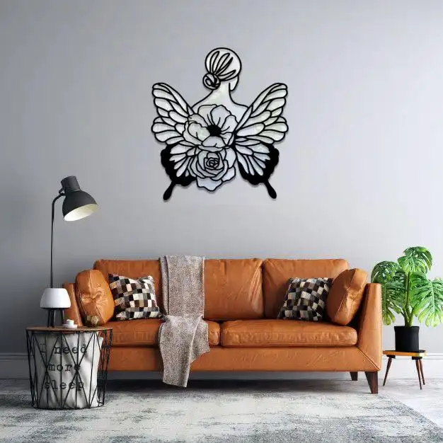 آینه پلکسی گلس ماهوت طرح زن و پروانه