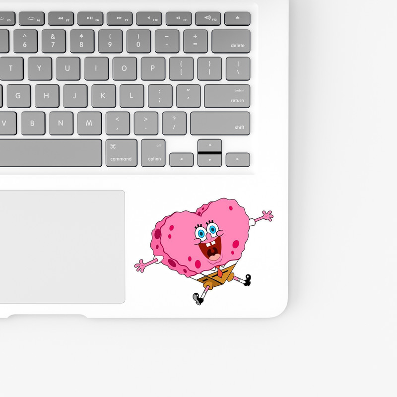 استیکر لپ تاپ و موبایل بووم طرح کارتون باب اسفنجی مدل قلب کد UV096