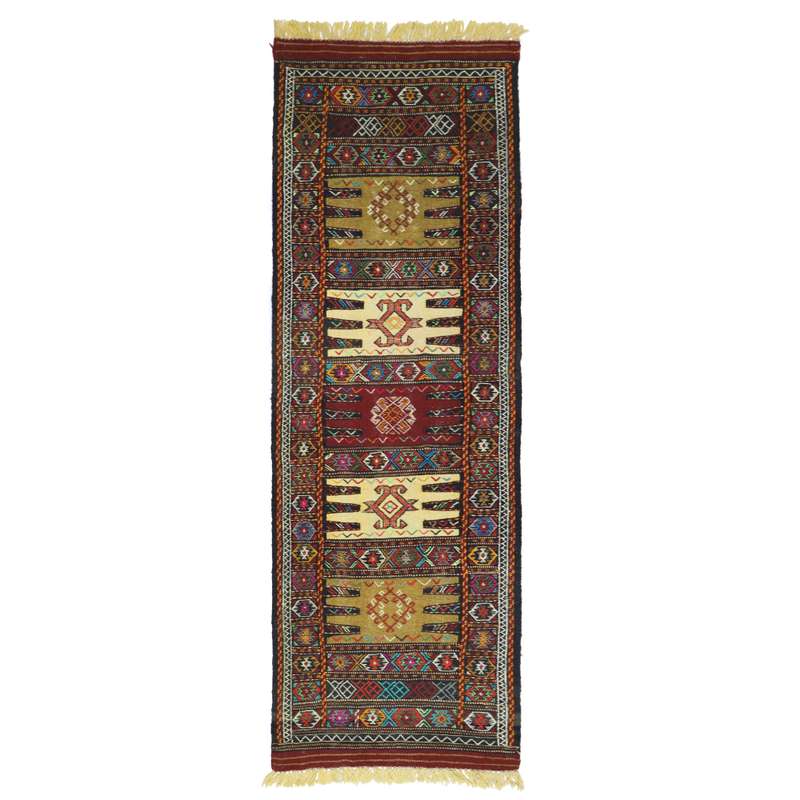 گلیم دستبافت کناره طول یک و نیم متر مدل تمام بافت خراسان کد 1409301