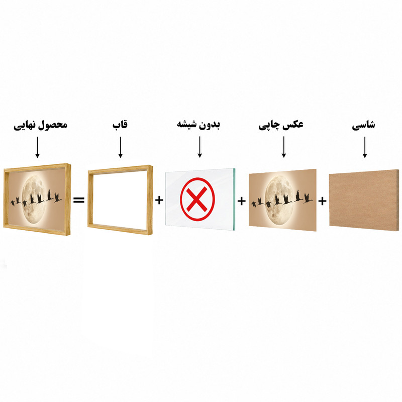 تابلو طرح پرنده های مهاجر مدل 3043 فریم عسلی