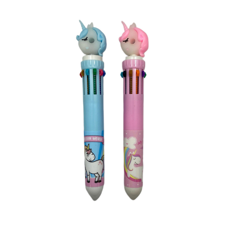 خودکار طرح یونیکورن دونات مدل 10 رنگ مجموعه 2 عددی