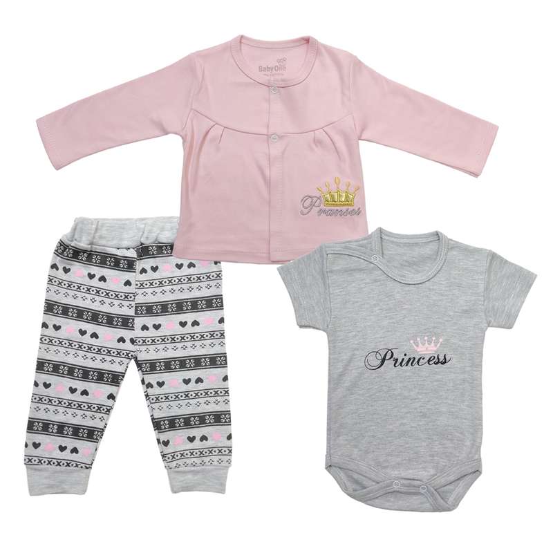 ست 3 تکه لباس نوزادی بی بی وان مدل پرنسس 20409