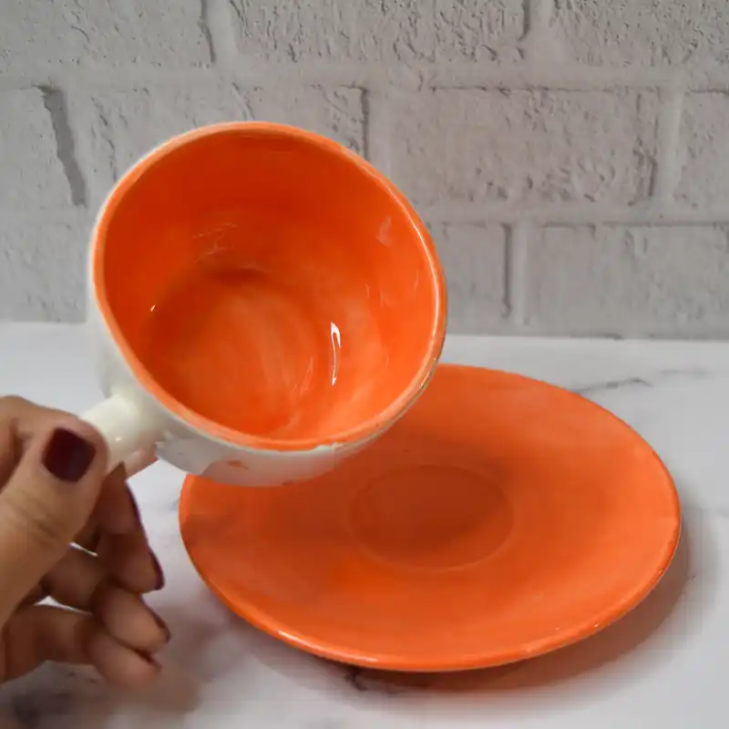 ست فنجان نعلبکی سرامیکی طرح گل دار