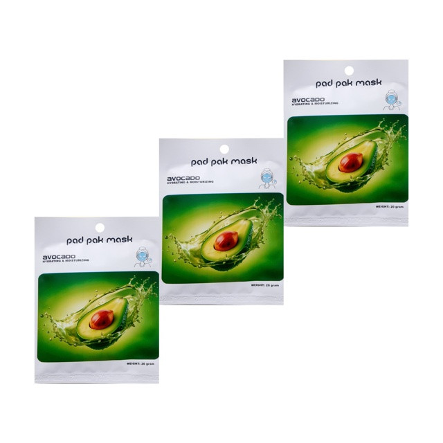 ماسک صورت پد پاک مدل آووکادو مناسب برای انواع پوست وزن 20 گرم مجموعه 3 عددی
