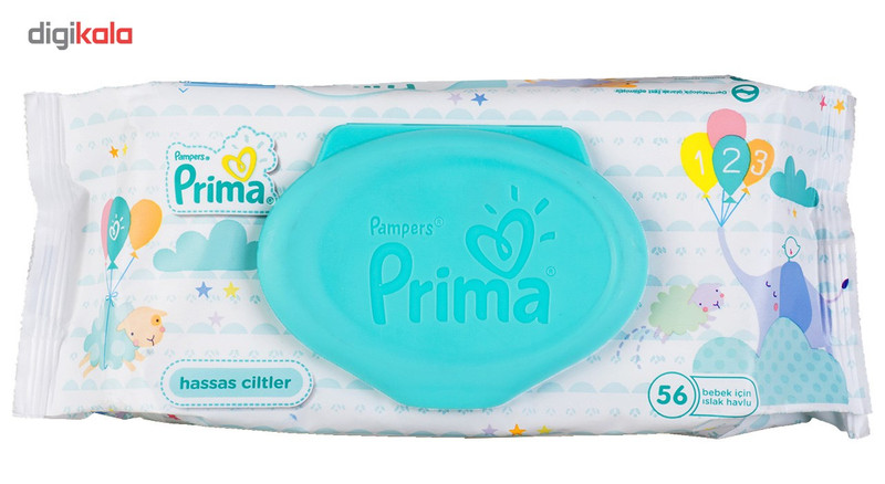 دستمال مرطوب کودک پریما مدل hassas ciltler بسته 56 عددی