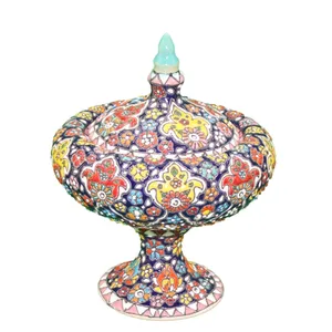 شکلات خوری سفالی میناکاری آبی عمیق مدل عدسی کد 106