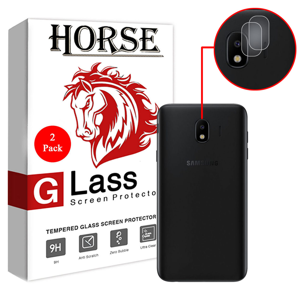 محافظ لنز دوربین هورس مدل UTF مناسب برای گوشی موبایل سامسونگ Galaxy J4 بسته دو عددی