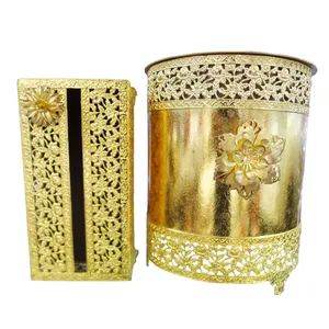 ست سطل و جای دستمال کاغذی مدل gold
