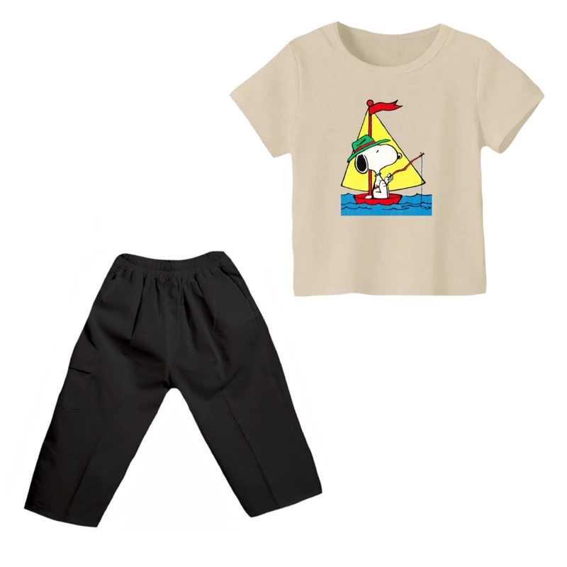 ست تی شرت و شلوارک پسرانه مدل اسنوپی کد ۷۶