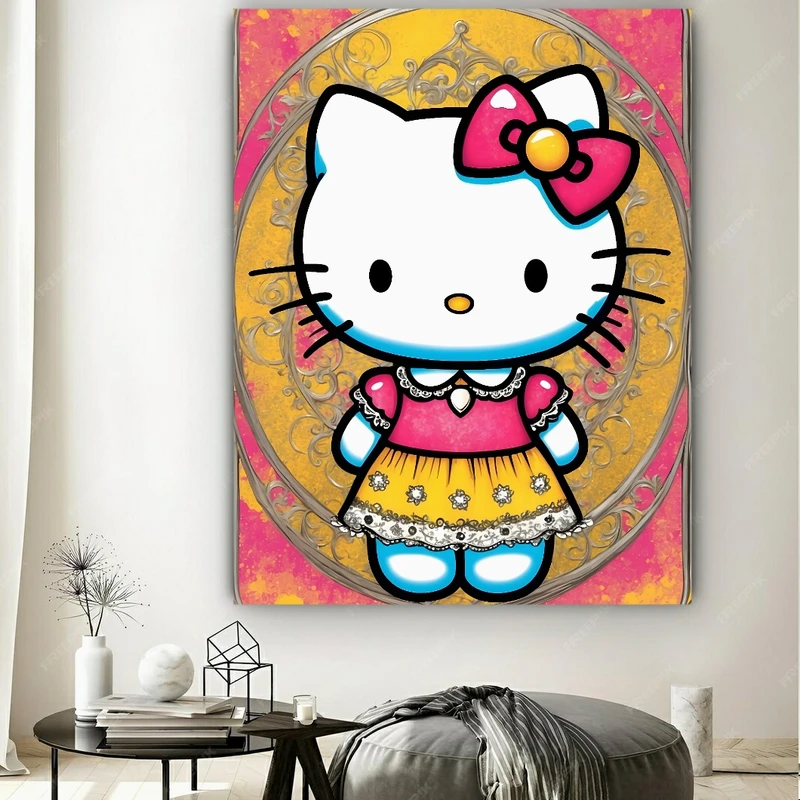 تابلو بوم طرح مخمل هلو کیتی  کد FP105036
