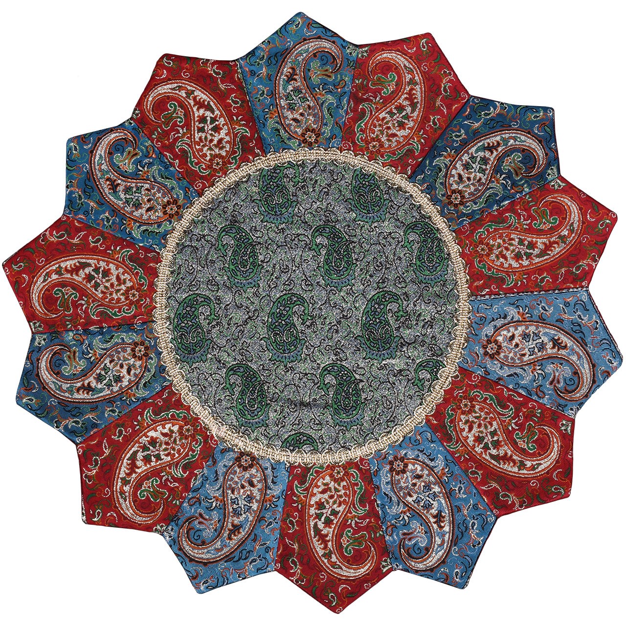 رومیزی ترمه ابریشمی ترمه حسینی طرح خورشید مدل 06-33