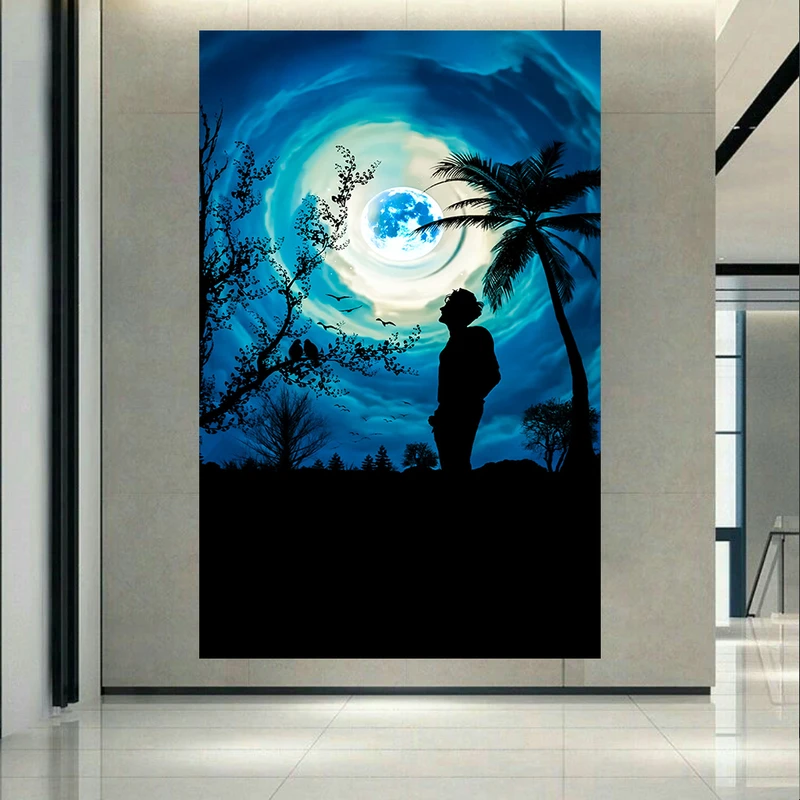 پوستر پارچه ای طرح پسر تنها و آسمان شب کد AR31253