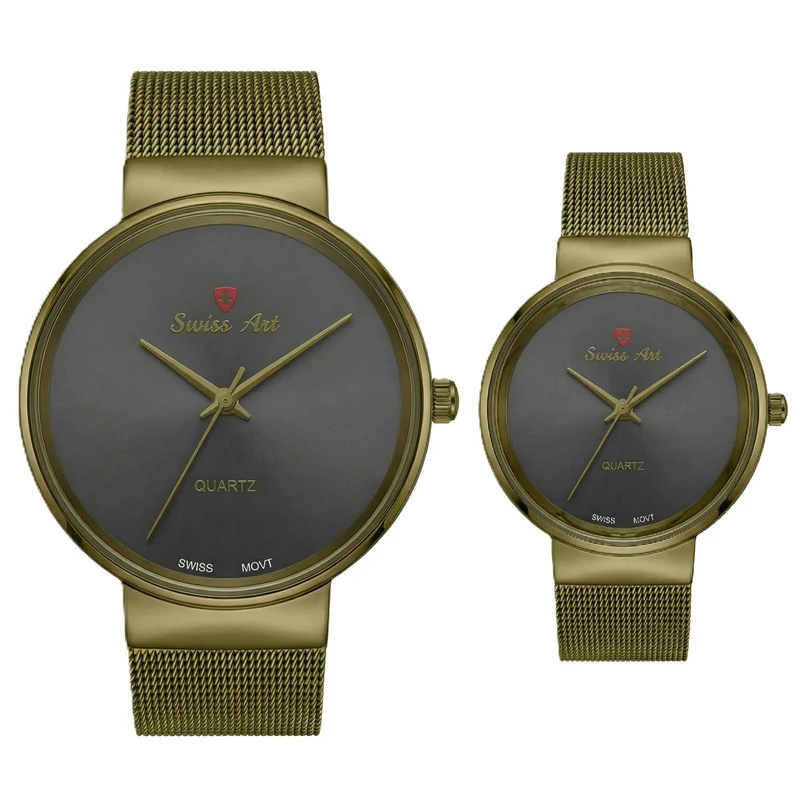 ست ساعت مچی عقربه‌ای کوارتز زنانه و مردانه سوئیس آرت مدل ANT122-123GR0407