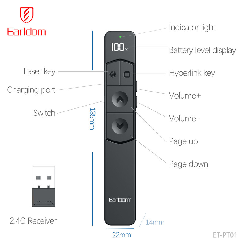 پرزنتر بی‌سیم ارلدام مدل FLIP-PEN PT01