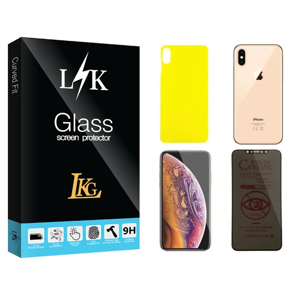 محافظ صفحه نمایش حریم شخصی ال کا جی مدل LK مناسب برای گوشی موبایل اپل iPhone XS Max  به همراه محافظ پشت گوشی