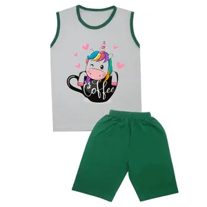 ست تاپ و شلوارک بچگانه مدل اسب تک شاخ کد STb4124